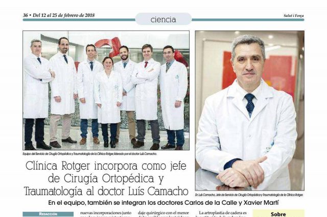 El Doctor Luis Camacho se incorpora al servicio de Cirugía Ortopédica y Traumatología de Clínica Rotger