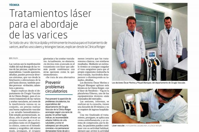 Tratamiento de las Varices con Láser en Clínica Rotger