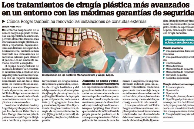 Tratamientos de Cirugía Plástica y Estética en un entorno de seguridad