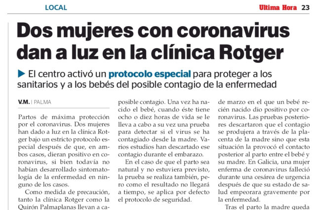 UH - Protocolo Partos COVID-Clínica-Rotger-Hospital-Mallorca