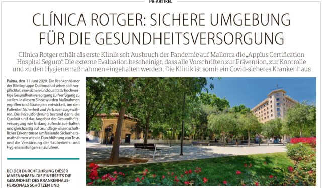 CLÍNICA ROTGER SICHERE UMGEBUNG FUR DIE GESUNDHEITSVERSORGUNG