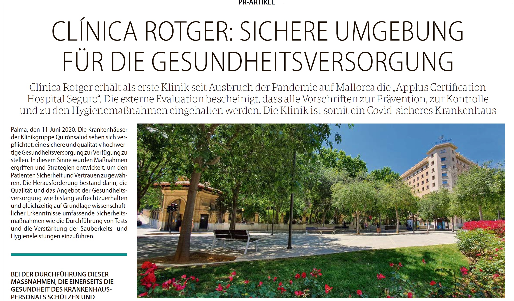 CLÍNICA ROTGER SICHERE UMGEBUNG FUR DIE GESUNDHEITSVERSORGUNG