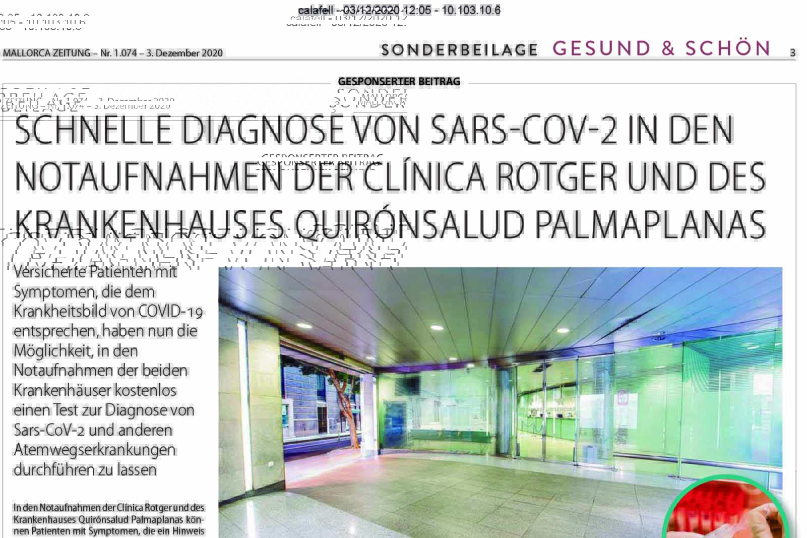 SCHNELLE DIAGNOSE VON SARS-COV-2 IN DEN NOTAUFNAHMEN DER CLINICA ROTGER