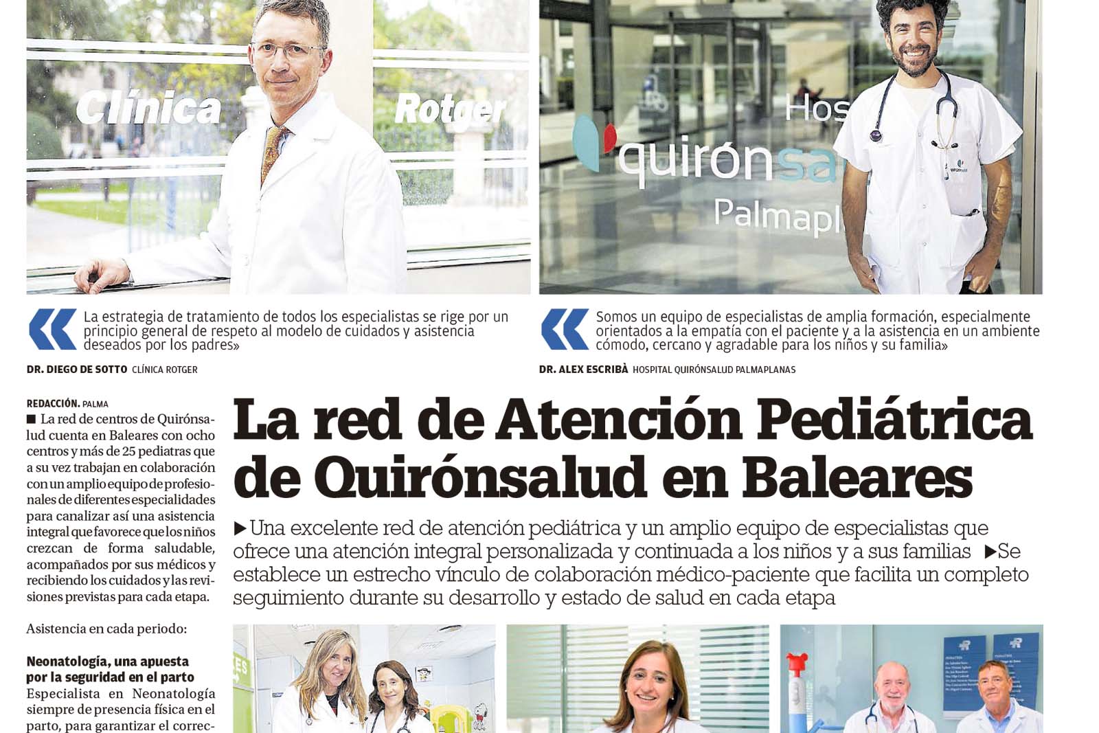 La Red de Atención Pediátrica Quirónsalud Baleares