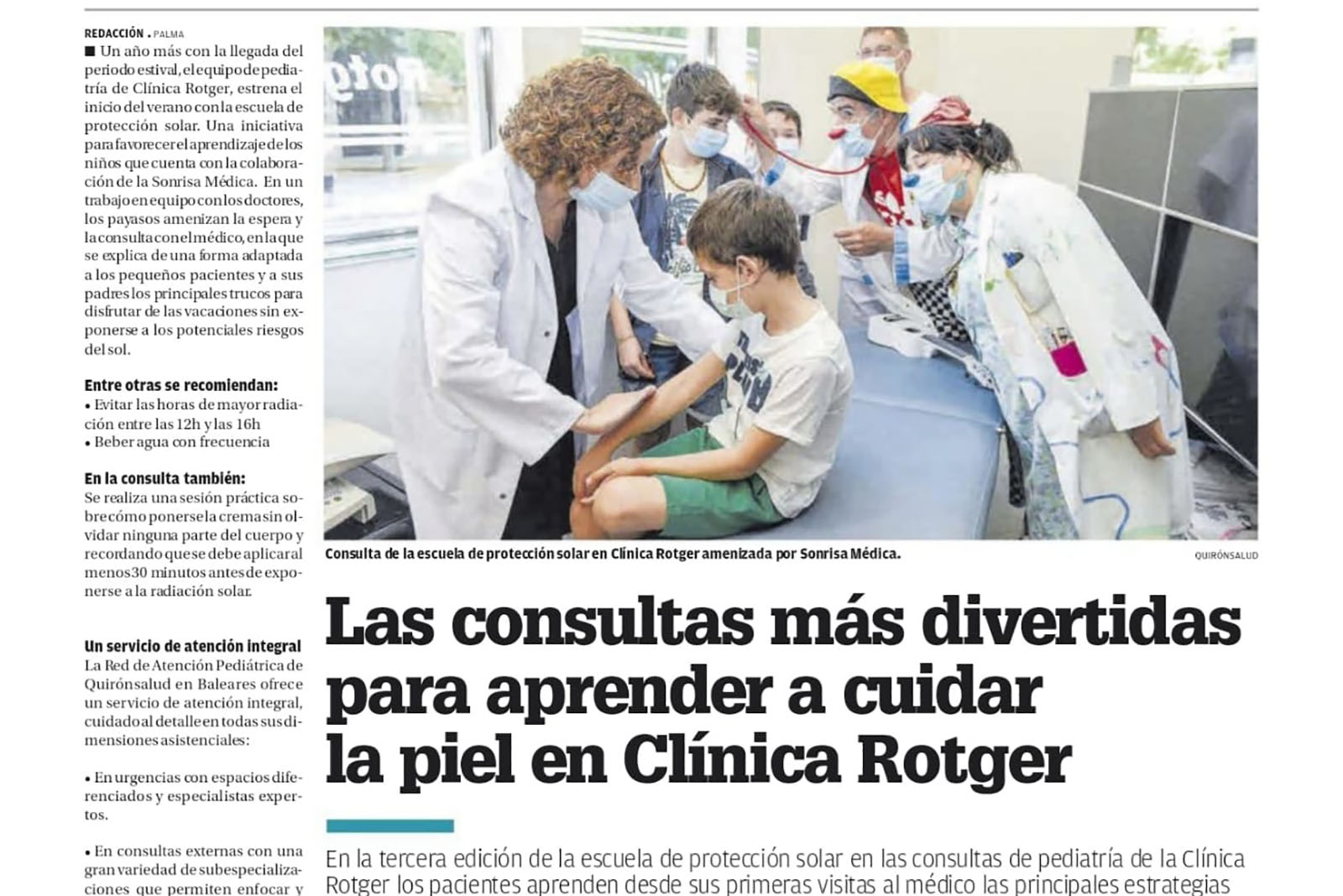 Diario-de-Mallorca-Escuela de Protección Solar-Clínica-Rotger