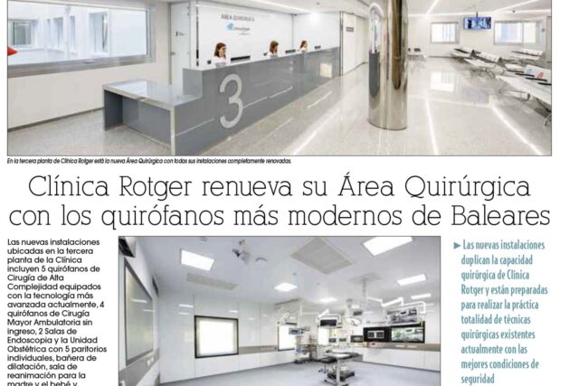 Clínica Rotger renueva su área quirúrgica con los quirófanos más modernos de Baleares