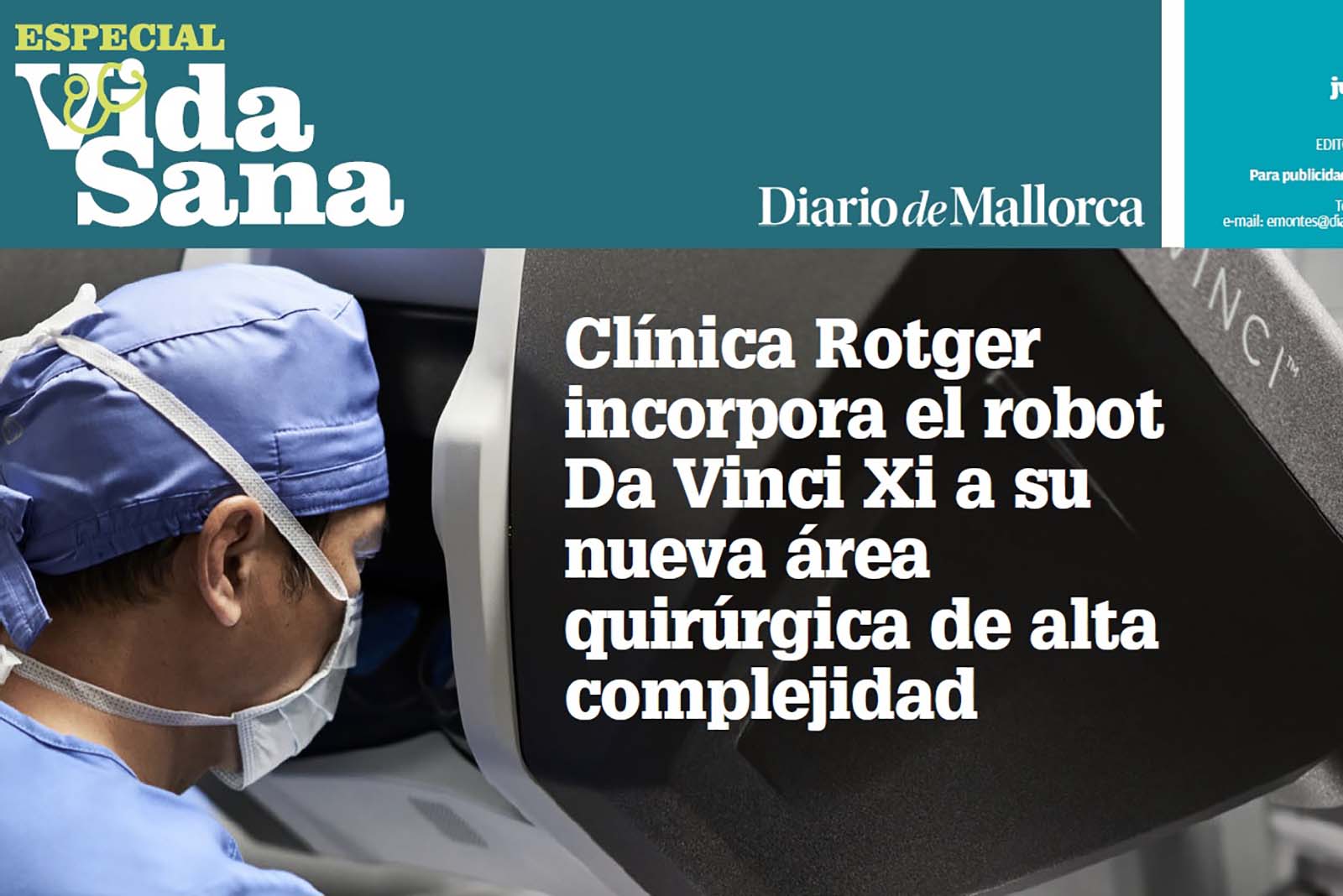 Clínica Rotger Incorpora el Robot Da Vinci Xi a su Nueva Área Quirúrgica