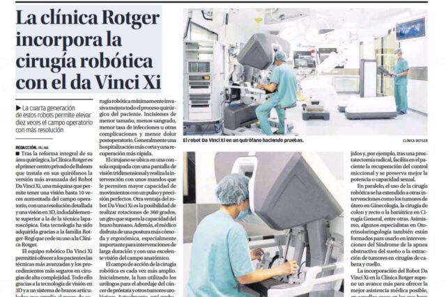 DM - Robot Da Vinci Xi en Clínica Rotger