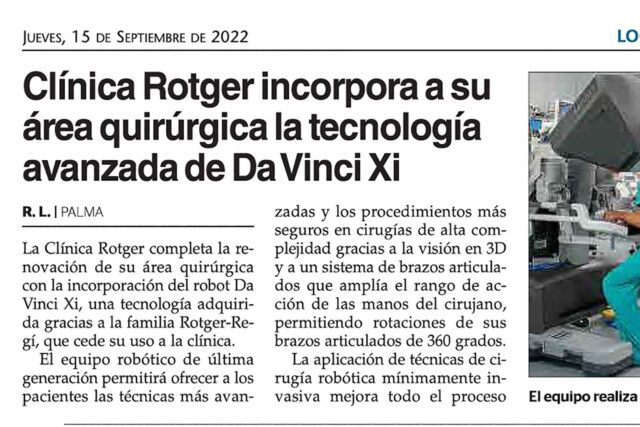 UH - Cirugía Robótica, Da Vinci Xi, Clínica Rotger