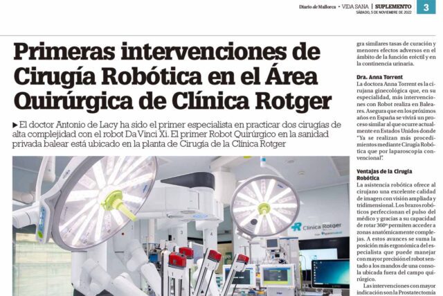 DM-Robot Da Vinci Xi en el Área Quirúrgica de la Clínica Rotger