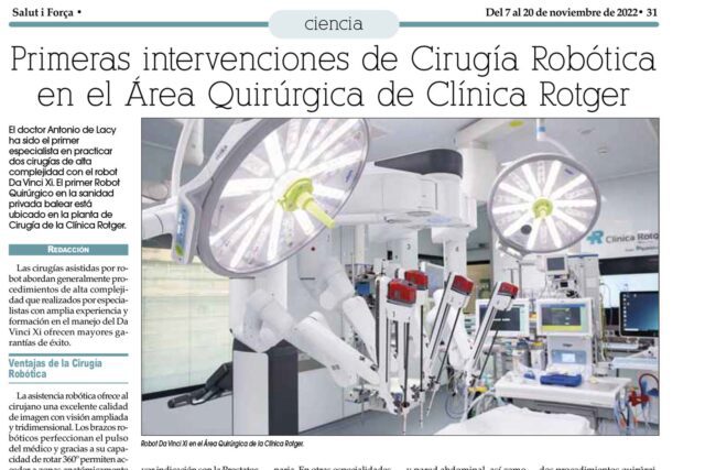 SF-Primeras Intervenciones Cirugía Robótica Clínica Rotger