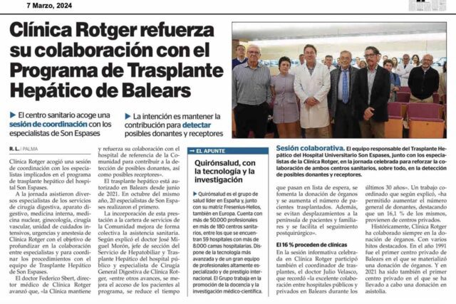 Reunión Trasplante Hepático Clínica Rotger Quirónsalud