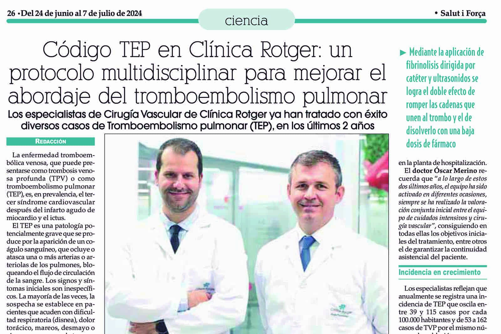 Código TEP en Clínica Rotger