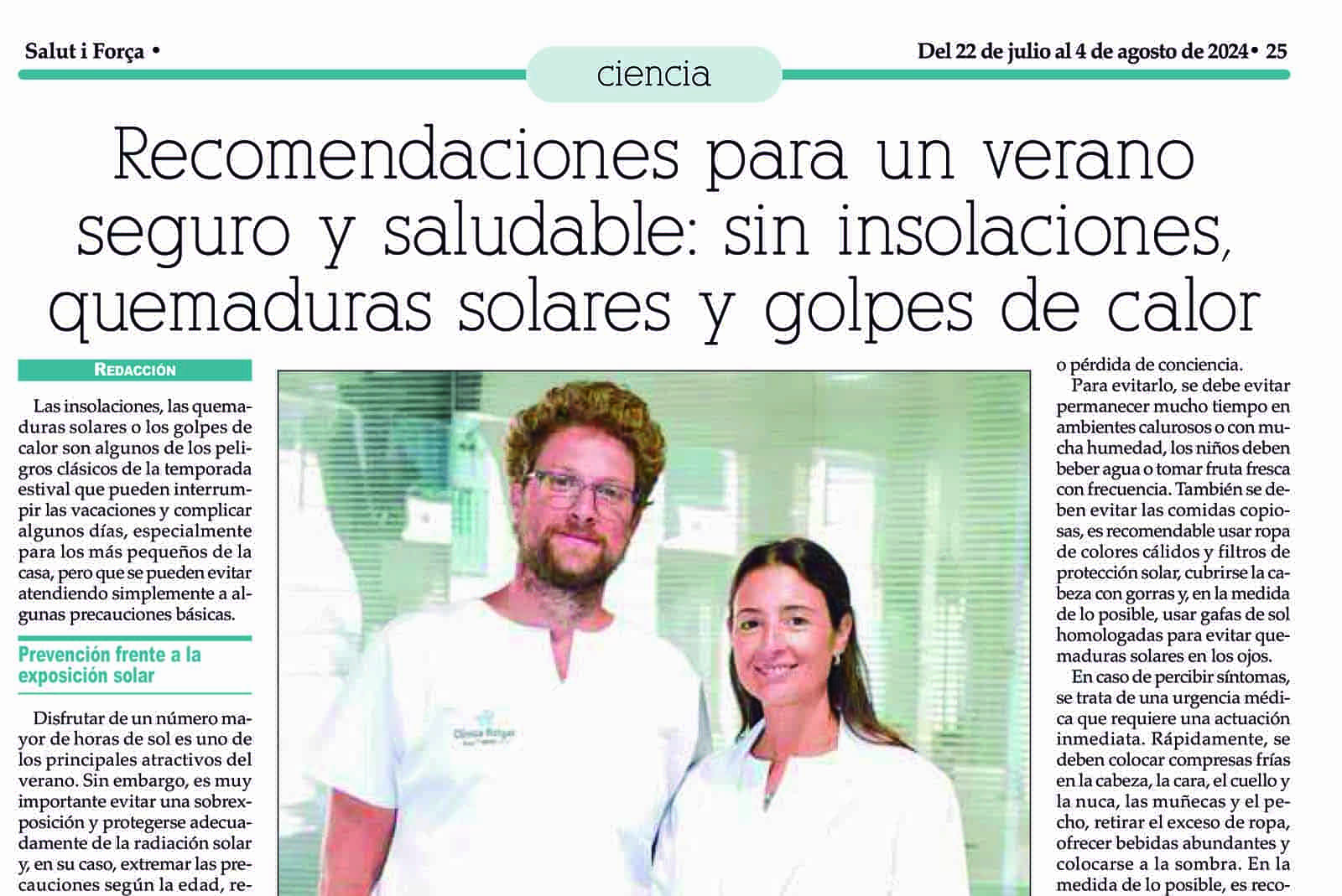 Recomendaciones para un verano seguro y saludable