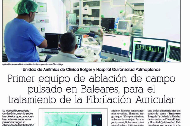 Primer Equipo de Ablación de Campo Clínica Rotger