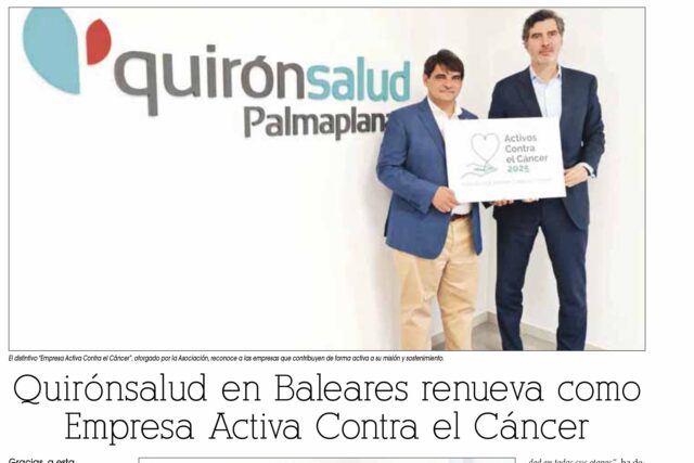 Quirónsalud en Baleares Empresa Activa Contra el Cáncer