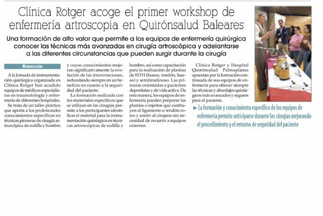 workshop de enfermería artroscopia